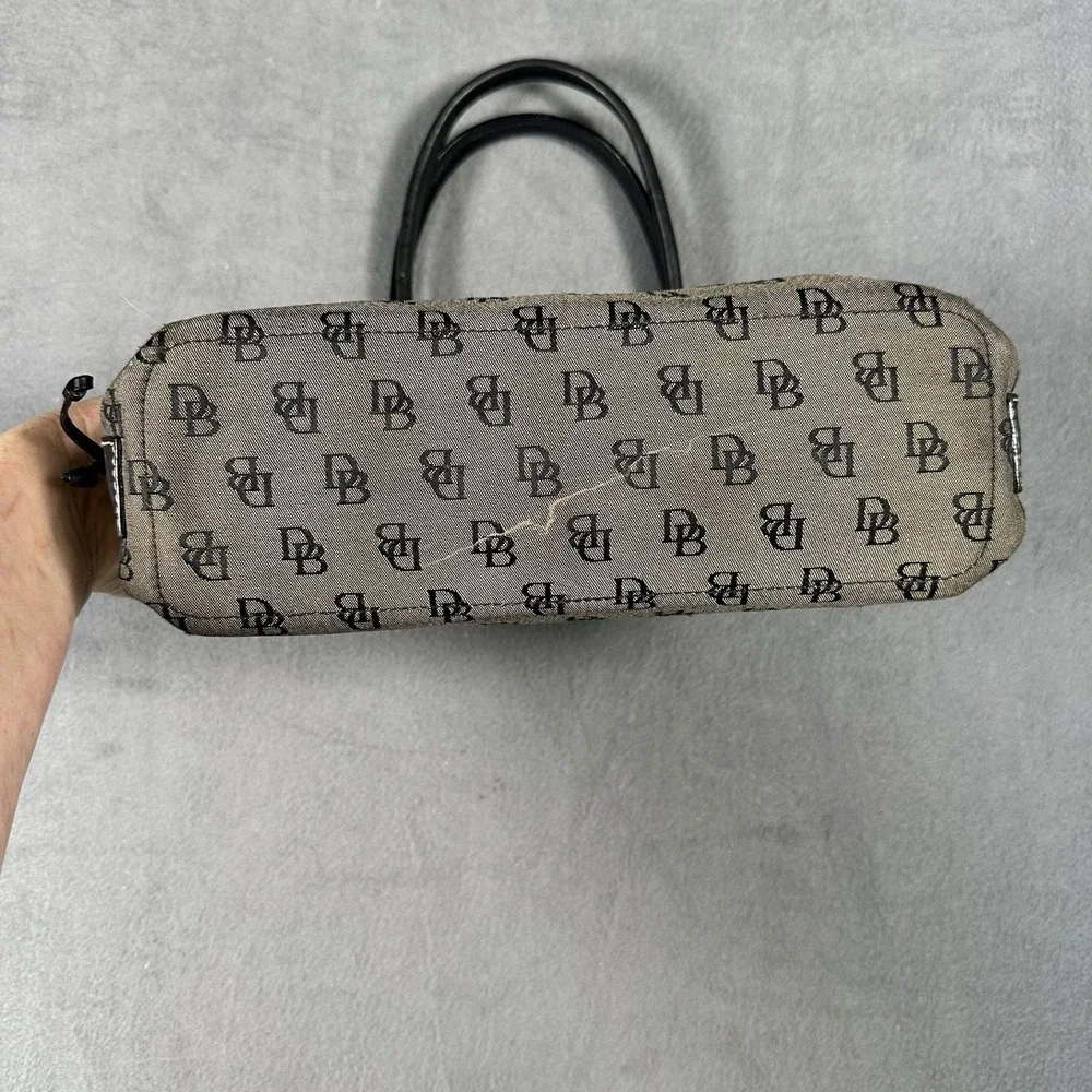 Dooney & Bourke Monogram Canvas Tassel Tote Bag Y2K Brown Black Shoulder Purse